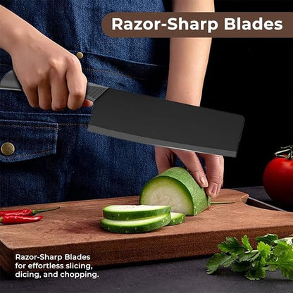 Professional Kitchen Knife Set with Sharpener | Ultra-Sharp Stainless Steel Blades
