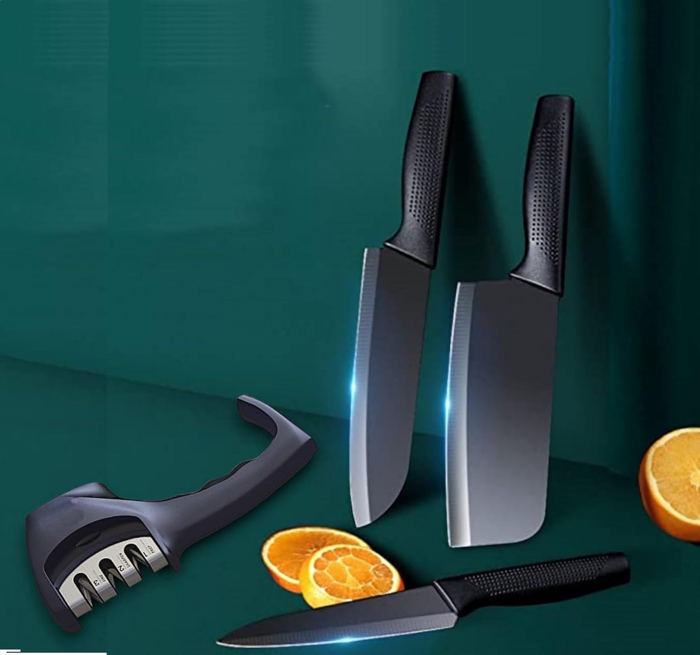 Professional Kitchen Knife Set with Sharpener | Ultra-Sharp Stainless Steel Blades