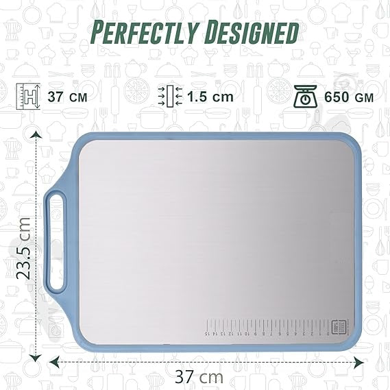 Premium Dual-Sided Chopping Board – Stainless Steel + Wooden Surface