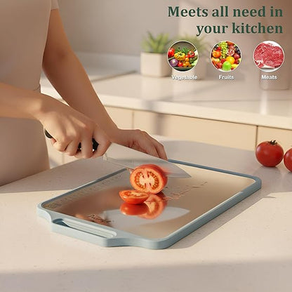 Premium Dual-Sided Chopping Board – Stainless Steel + Wooden Surface